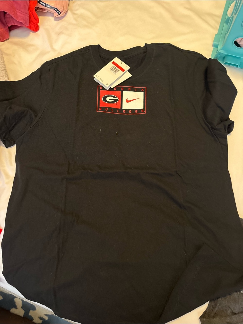 Nike Georgia Bulldogs Black Short Sleeve Logo Tee with Red Accents